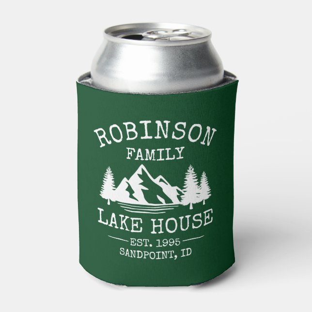 Familienname Lake House Trees Forest Green Dosenkühler (Kanne Vorderseite)