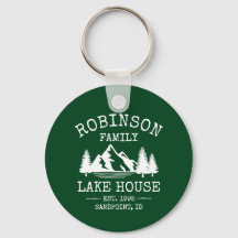 Familienname Lake House Trees Forest Green Round