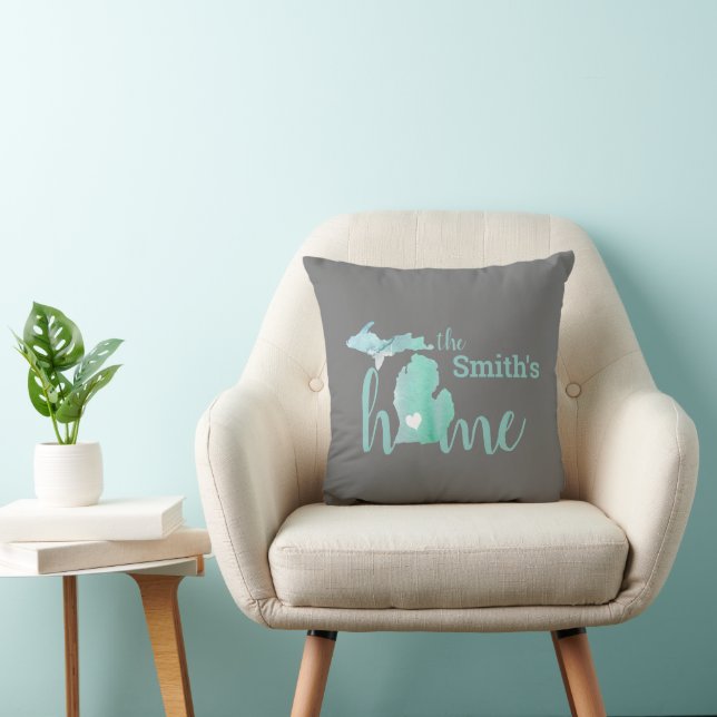 Familienname Liebe Zuhause Staat der Silhouette Mi Kissen (Stuhl )