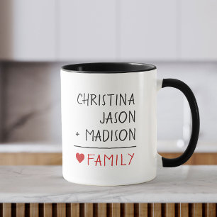 Familienname Math Liebe für die Familie von drei Tasse