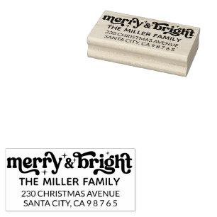 Familienname Merry Bright Weihnachten Rücksendeadr Gummistempel