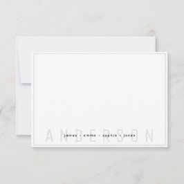 Familienname "Minimal Black and Gray Border" Mitteilungskarte