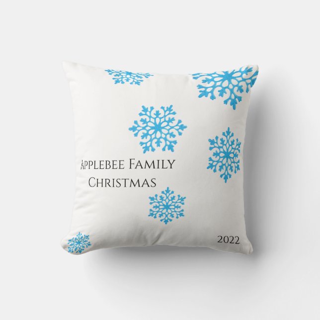 Familienname Moderne glitzernde blaue fallende Sch Kissen (Vorderseite)
