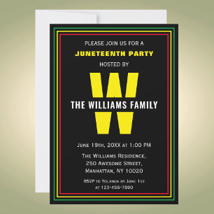 Familienname Monogramm Juneteenth-Feier Party Einladung