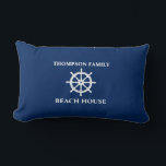 Familienname Nautical Ships Wheel Helm Navy Blue Lendenkissen<br><div class="desc">Ihr Personalisierter Familienname mit Nautical Classic Ships Wheel Helm auf einem benutzerdefinierten Lumbalkissen Kissen.</div>