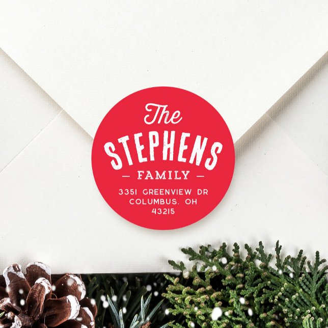 Familienname niedliche Rücksendeadresse Runder Aufkleber (Von Creator hochgeladen)