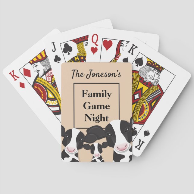 Familienname Night Name Schwarz-weiße Kühe Spielkarten (Rückseite)