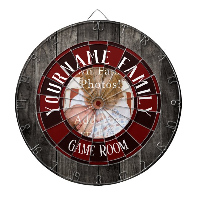 Familienname One Foto Game Room Dartscheibe (vorne)