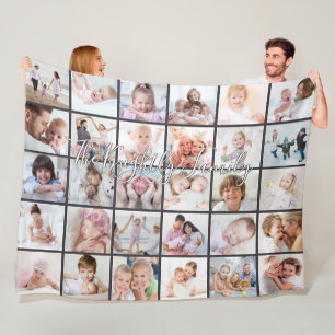 Familienname Overlay 30 Collage Template grau Fleecedecke