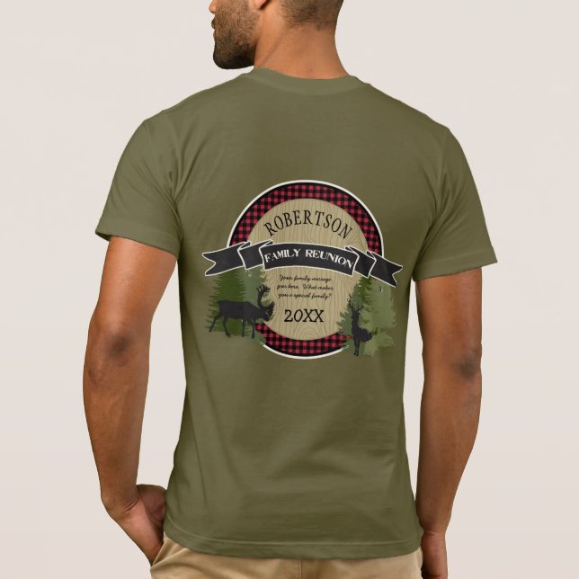 Familienname Personalisiert Name Deer Elche Bäume T-Shirt (Rückseite)