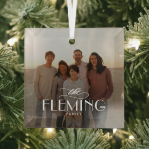 Familienname Personalisiertes Foto Weihnachtsschmu Ornament Aus Glas