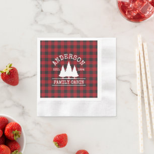 Familienname Red Buffalo Kariert Cocktail Serviette