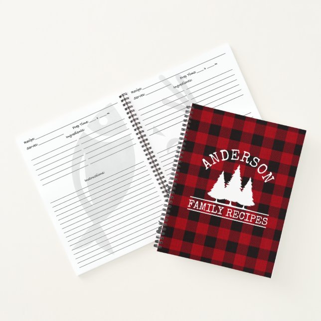 Familienname Red Buffalo Kariertes Rezept Notizbuch (Innenseite)