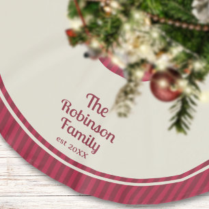 Familienname Rot Gestreift Polyester Weihnachtsbaumdecke