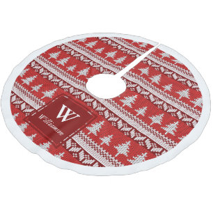 Familienname Rote und Weiße Nordische Alpenstreben Polyester Weihnachtsbaumdecke