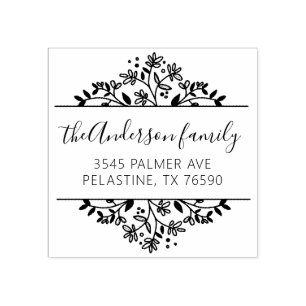 Familienname Rücksendeadresse rund Logo Selbstein Gummistempel