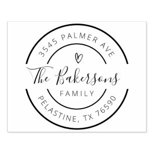 Familienname Rücksendeadresse rundes Logo  Gummistempel
