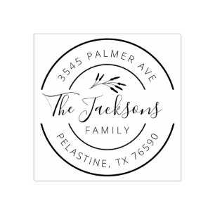 Familienname Rücksendeadresse rundes Logo Selbstfa Gummistempel