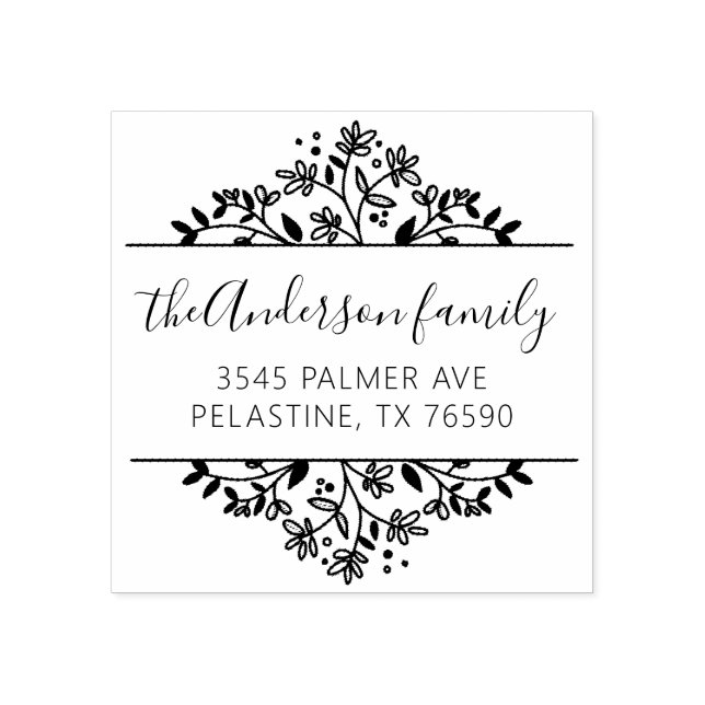 Familienname Rücksendeadresse rundes Logo Selbstfa Gummistempel (Prägung)