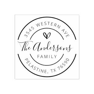 Familienname Rücksendeadresse rundes Logo Selbstfa Gummistempel