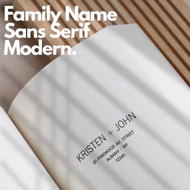 Familienname Rücksendeadresse Sans Serif Moderne Permastempel (Family Name Return Address Sans Serif Modern Self-inking Stamp)