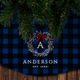 Familienname Rustic Holiday Wreath Buffalo Kariert Polyester Weihnachtsbaumdecke