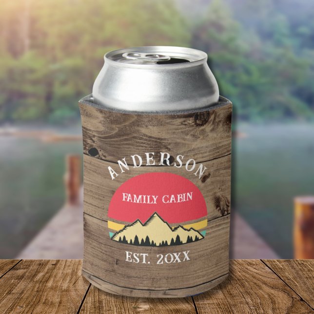 Familienname: Rustikale Retro-Bäume Dosenkühler (Von Creator hochgeladen)