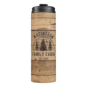 Familienname Rustikales Holz Personalisiert Thermosbecher