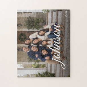 Familienname Schriftzug Individuelles Foto-Puzzle