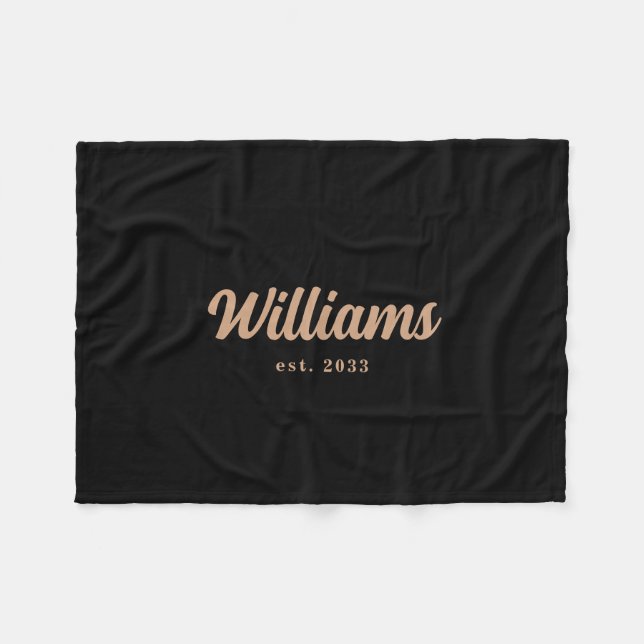 Familienname Schwarz und Personalisiert Tan Fleecedecke (Vorderseite (Horizontal))