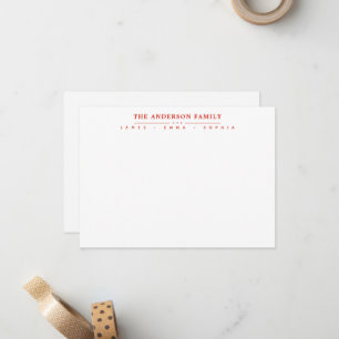 Familienname Skript Candy Red Typografie-Schriftar Mitteilungskarte