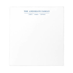Familienname Skript Navy Blau Typografie Notizblock