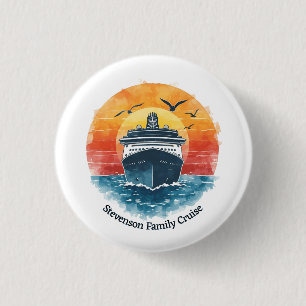 Familienname Sonnenuntergang Urlaub Kreuzfahrtschi Button