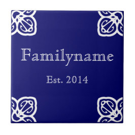 Familienname: Spanisch Weiß auf blau Fliese