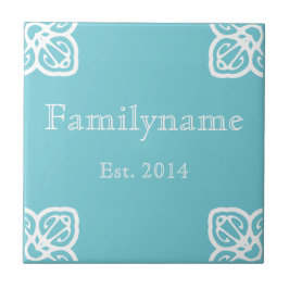 Familienname: Spanisch Weiß auf blau Fliese