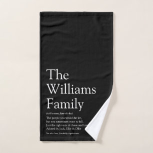 Familienname Spaß Schwarz-Weiß-Definition Badhandtuch Set