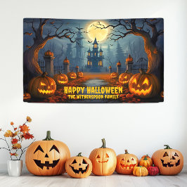 Familienname Spooky Happy Halloween Party Banner