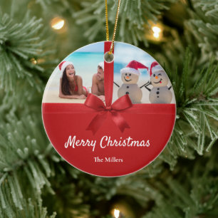Familienname Strand Foto Weihnachtsbaumanhänger Keramik Ornament