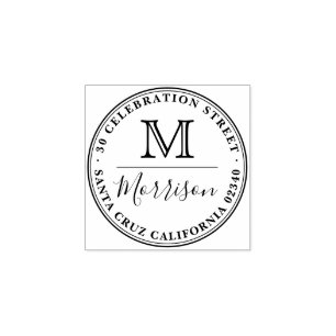 Familienname-u. Monogramm-runde Gummistempel