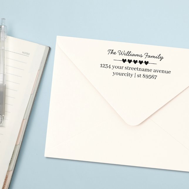 Familienname und einfache Herz-Rücksendeadresse Permastempel (Von Creator hochgeladen)
