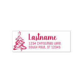 Familienname und Rücksendeadresse Weihnachtsbaum Permastempel