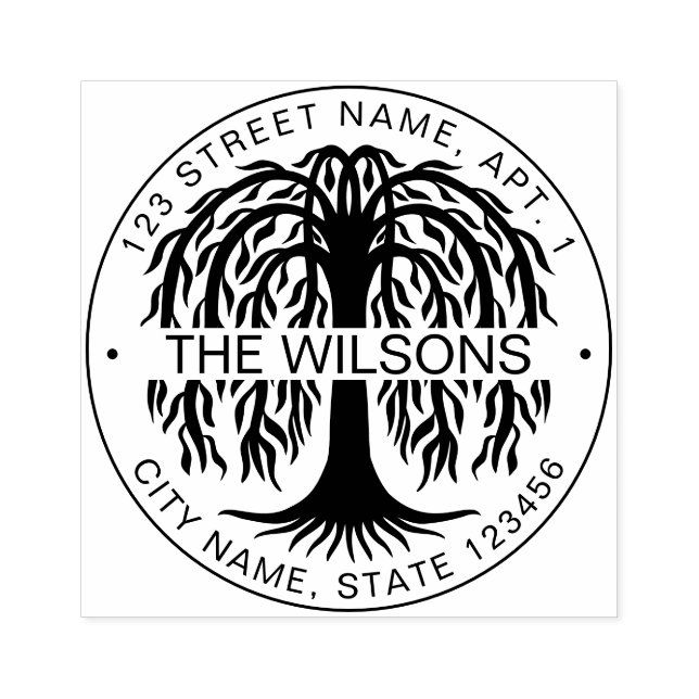 Familienname und Rücksendeadresse Willow Tree Gummistempel (Prägung)