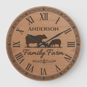 Familienname-Wanduhr – Farmhouse-Dekor Große Wanduhr
