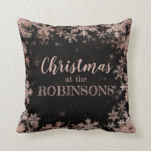Familienname Weihnachten Rose Gold Winterschneeflo Kissen