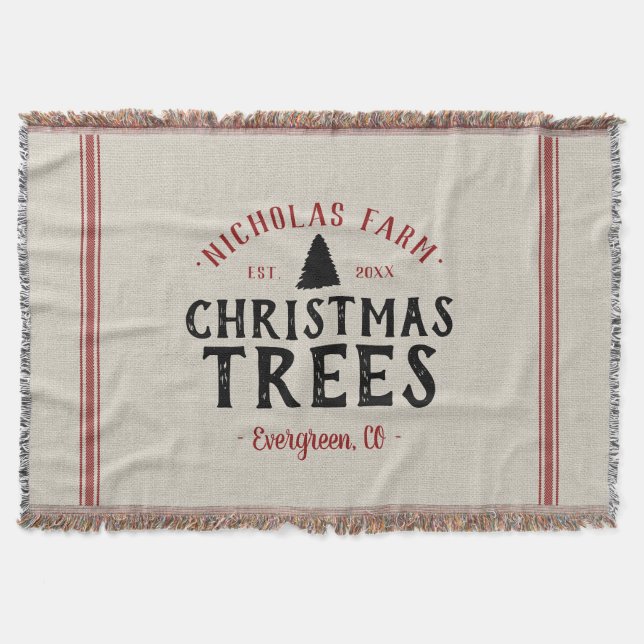 Familienname Weihnachtsbaum Bauernhof Getreidesack Decke (Vorderseite)