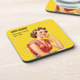 Familienname Weihnachtsgeschenk Bunter Retro-Stil Getränkeuntersetzer