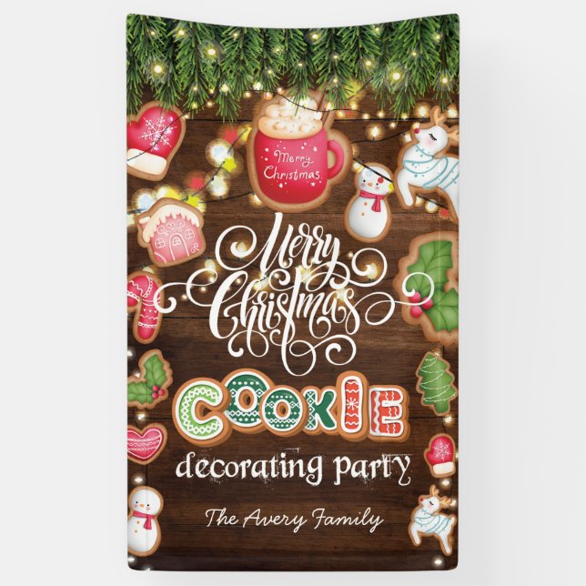 Familienname Weihnachtskochtopf Dekorieren Party Banner (Vertikal)