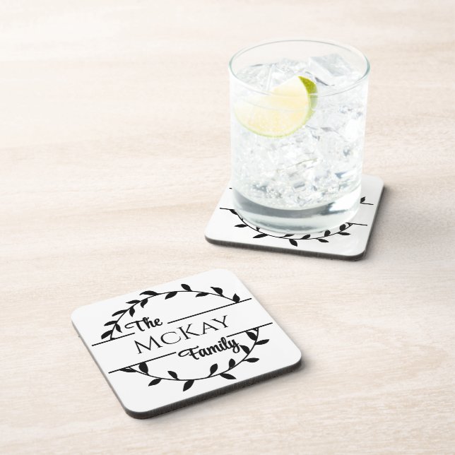 Familienname Whimsical Kresse Getränke Coaster Getränkeuntersetzer (Rechte Seite)