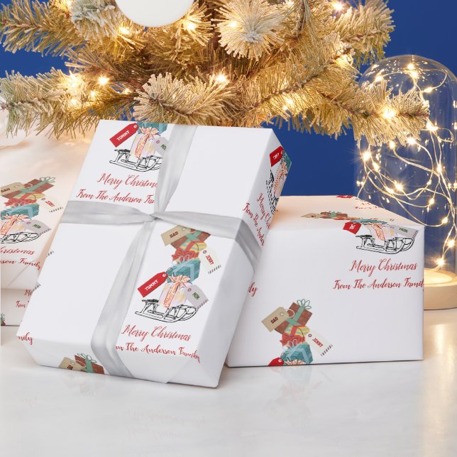 Familienname Winter Wonderland Moderne Weihnachten Geschenkpapier (Feiertage)