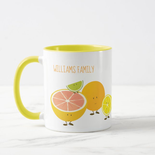 Familienname-Zitrusfrucht-Charakter-Tasse Tasse (Links)